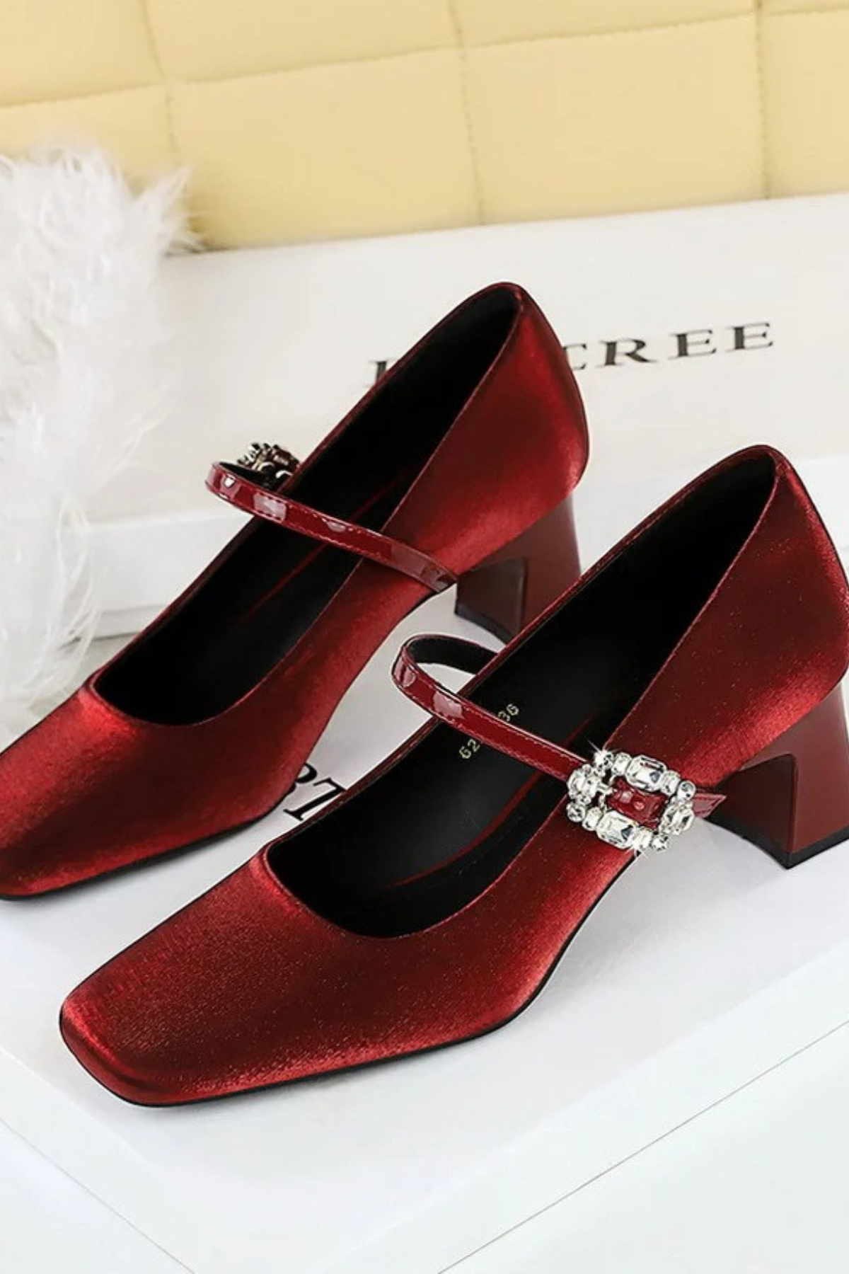 Rhinestone Mary Jane Chunky Heel Pumps
