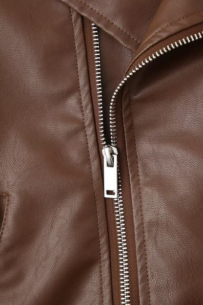 Faux Leather Jacket with Pockets