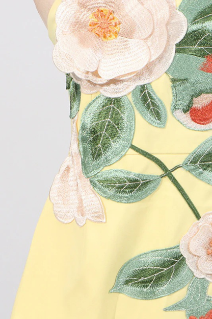3D Floral Embroidered Mini Dress