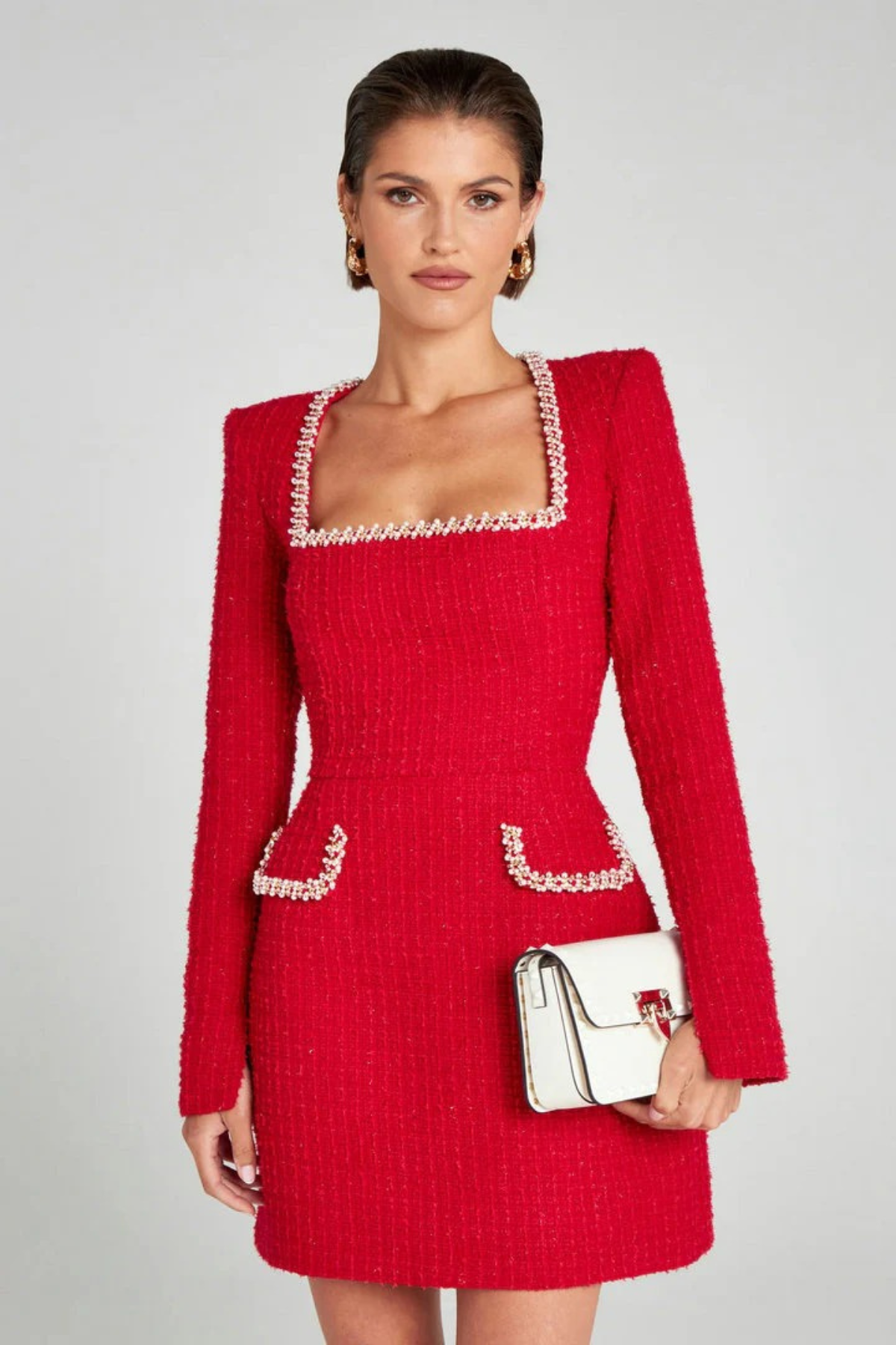 Long Sleeved Beaded Classic Dress