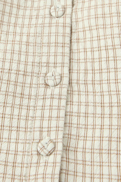 Elegant Gingham Ruffle Embroidery Top