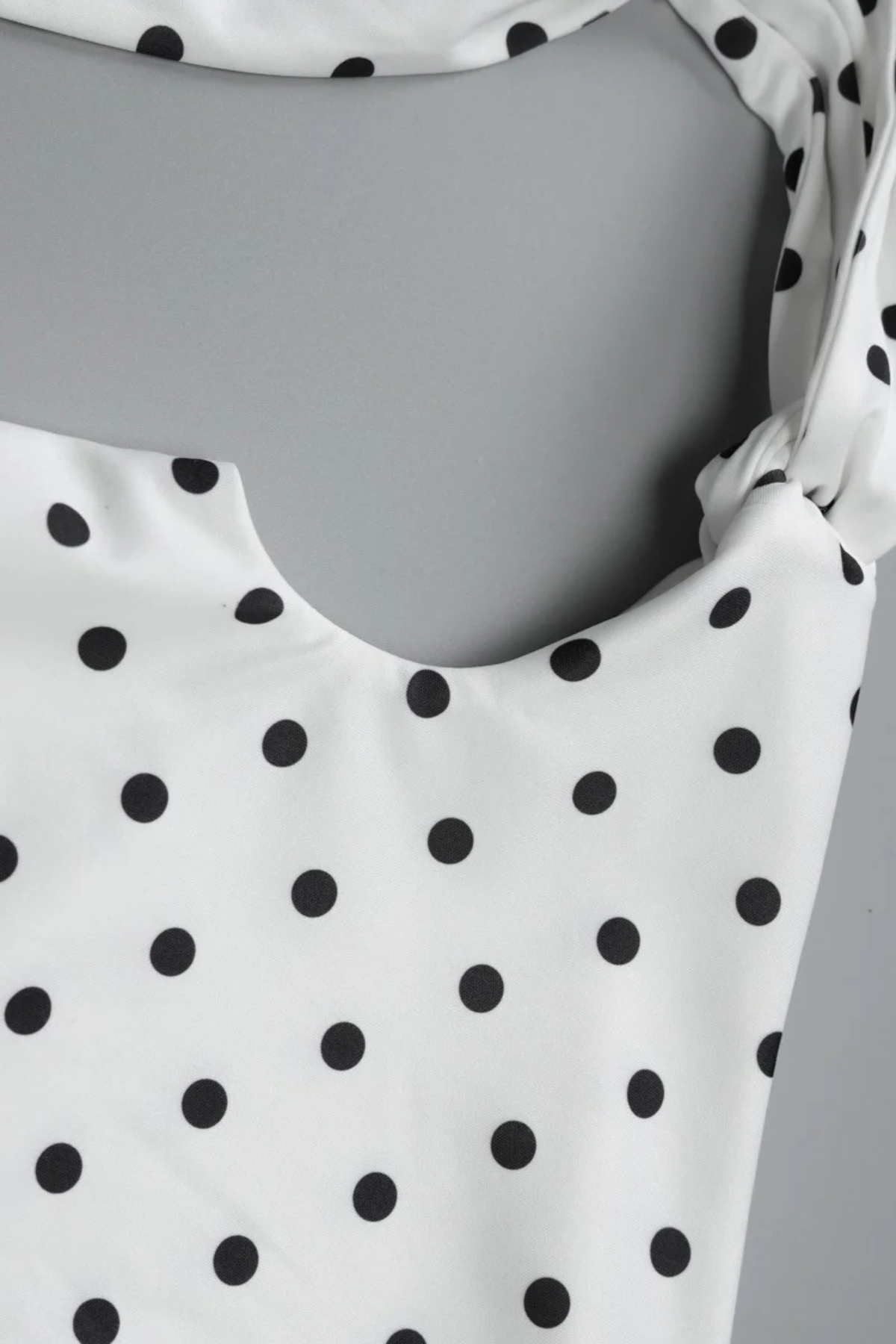 Polka Dot Lace-Up Shoulder Mini Dress
