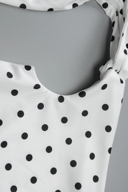 Polka Dot Lace-Up Shoulder Mini Dress