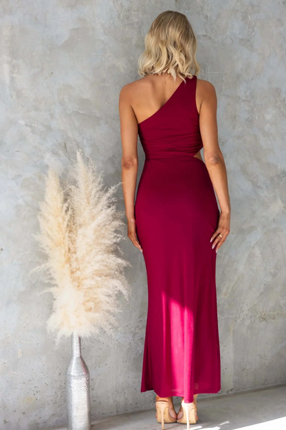 One Shoulder Tie Knot Maxi Dress