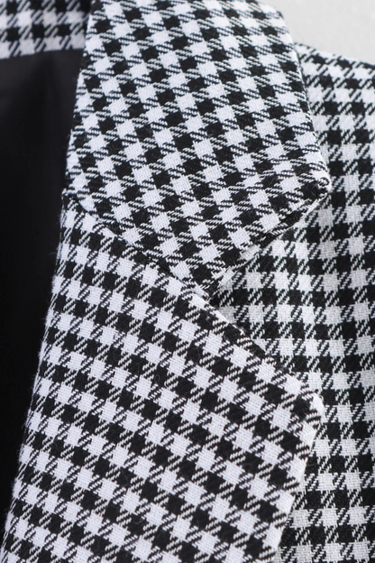 Autumn Plaid Double-Breasted Blazer Coat