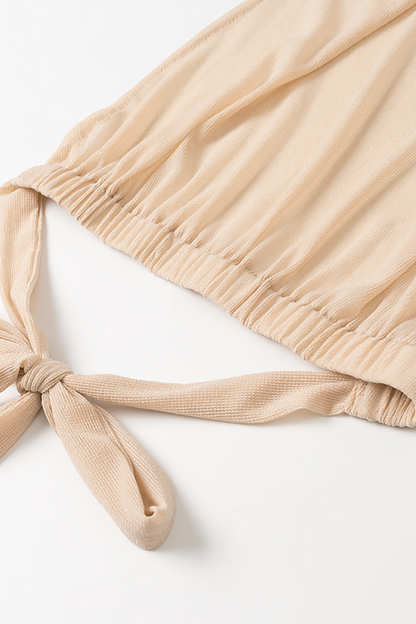 Solid Halter Crop Top & Slit Maxi Skirt Set