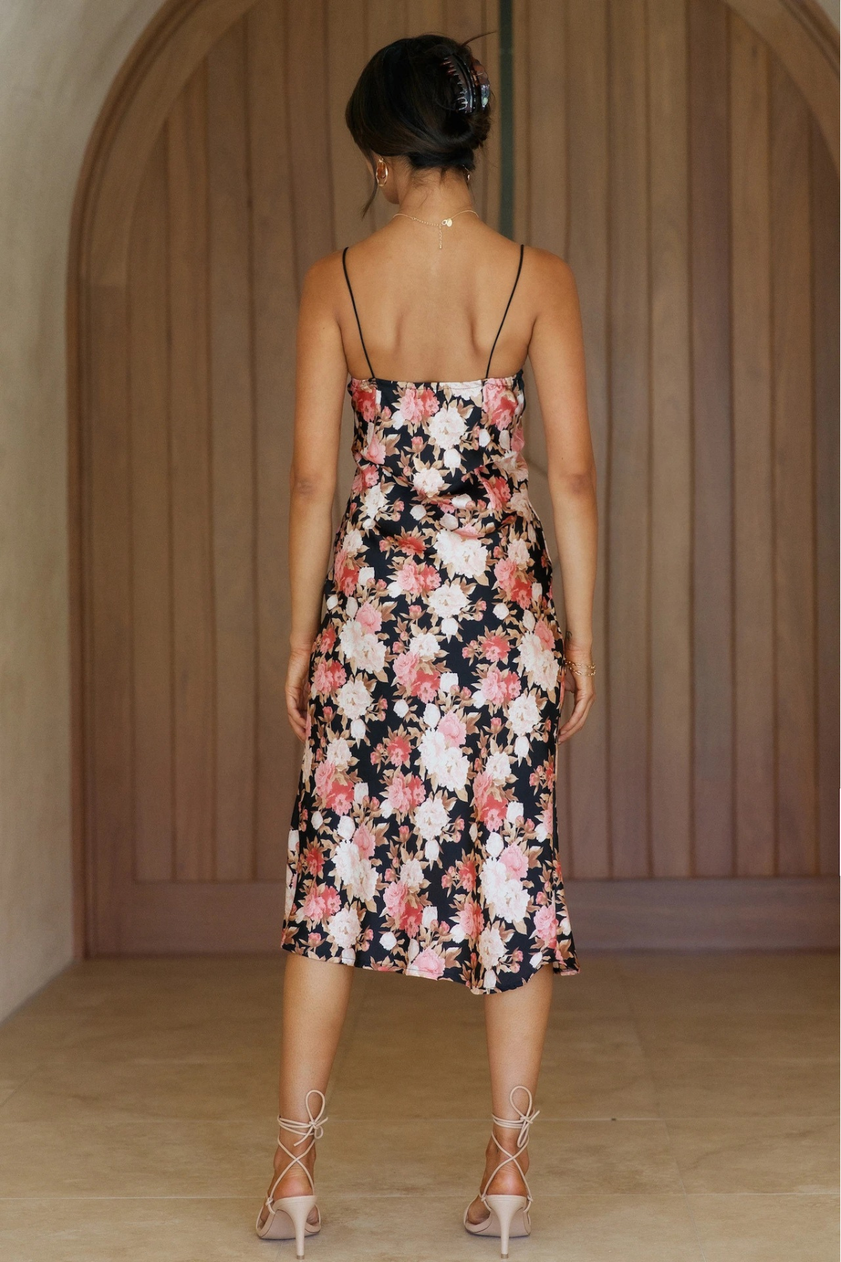 Floral V-Neck Split Midi Dress