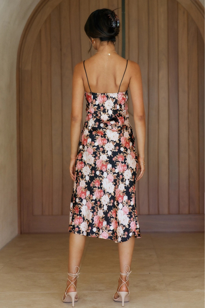 Floral V-Neck Split Midi Dress