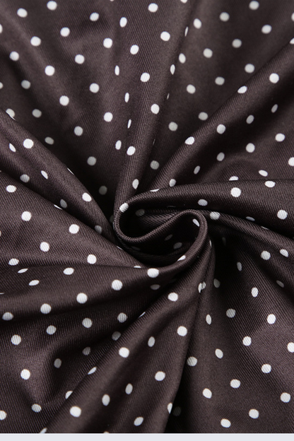 Polka Dot Ruched Tie Neck Blouse