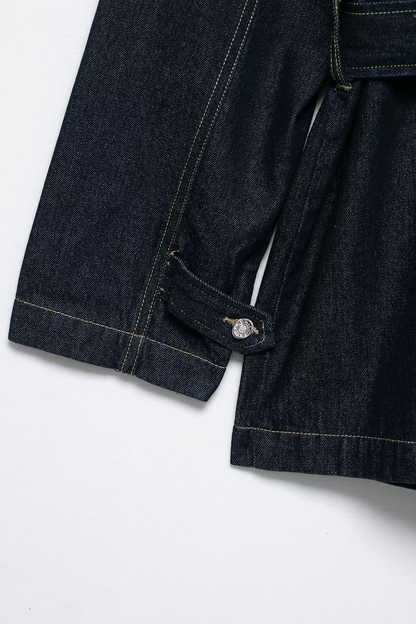 Belted Long Denim Jacket