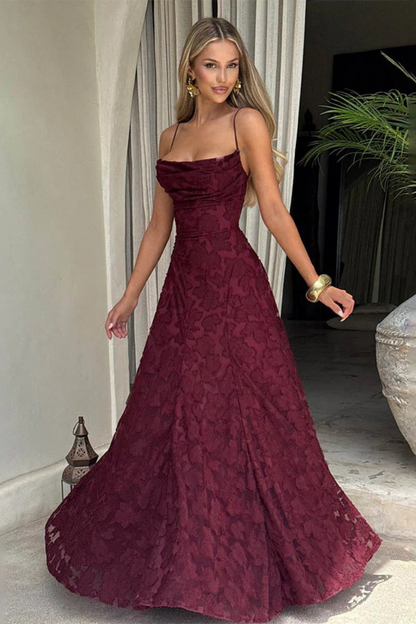 Lace-Up Ruched Backless Maxi Dress