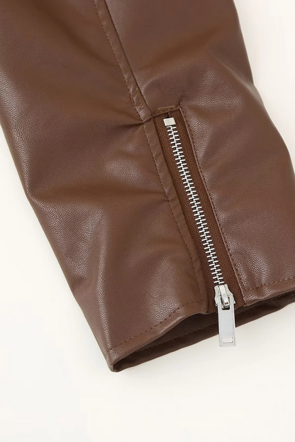 Faux Leather Jacket with Pockets