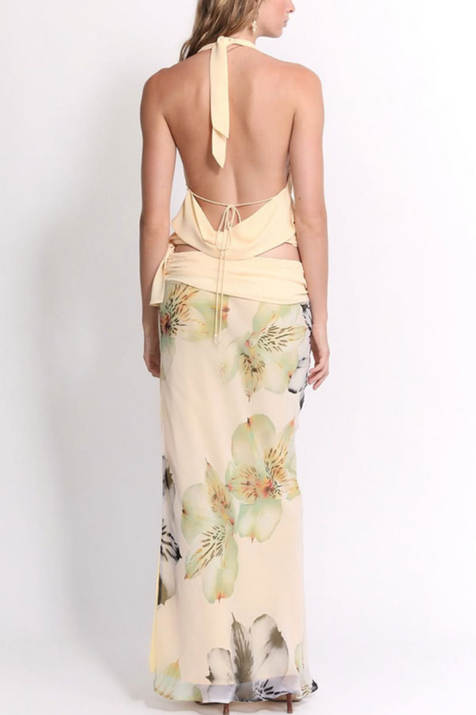 Backless Halter Top & Skirt Set
