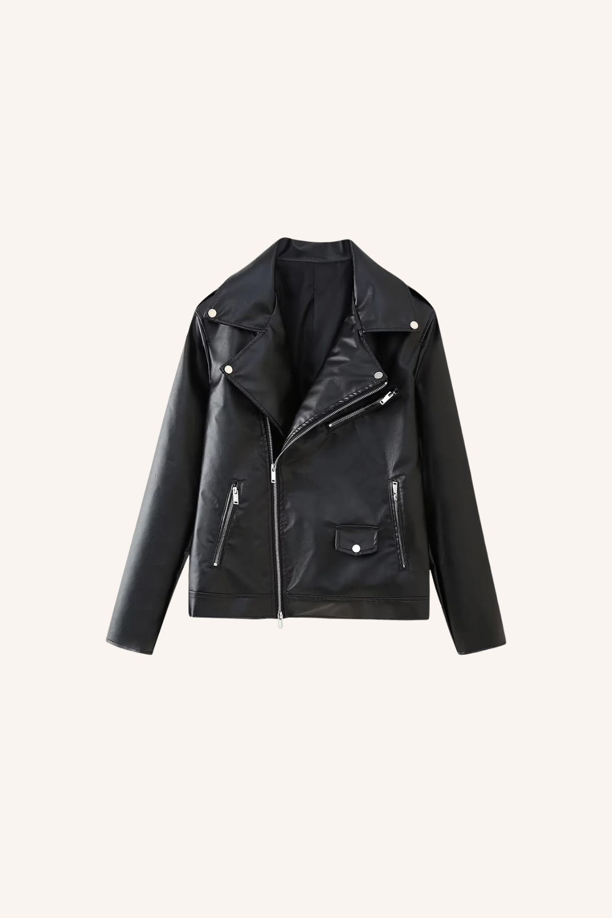 Faux Leather Jacket with Pockets