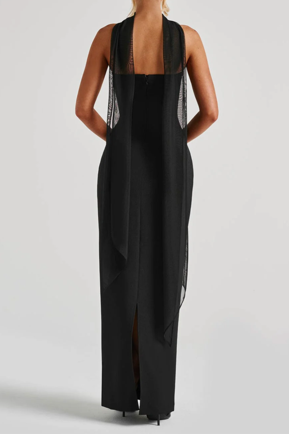 Strapless Midi Bodycon Dress with Scarf