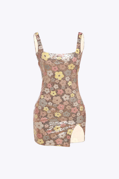 Floral Sequin Mini Dress