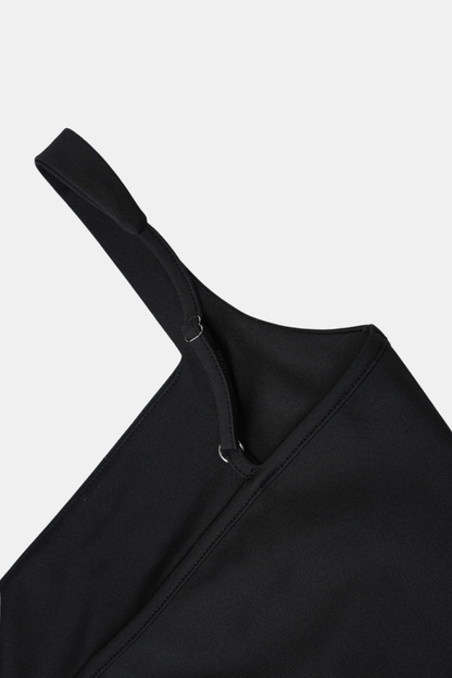 Asymmetric Ruffled Strap Maxi Dress