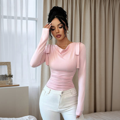 Cowl Neck Ribbon Top