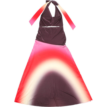 Women Clothing Spring Summer Color Contrast Printed Sexy Pile Collar Backless Dress Women