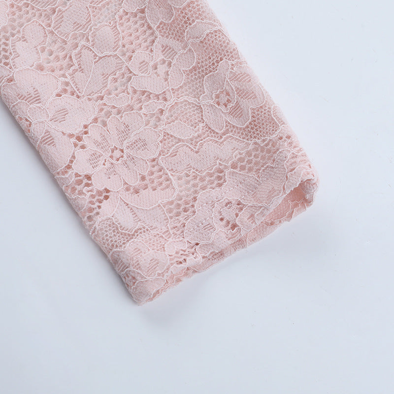 Boned Lace Long Sleeve Crop Top