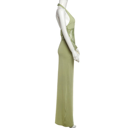 Spring Women Clothing Sexy Halter Cut out Slim Hip Fold Dress