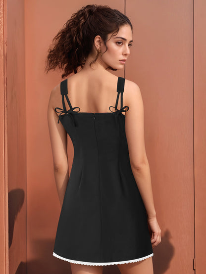Lace Trim Bow Dress