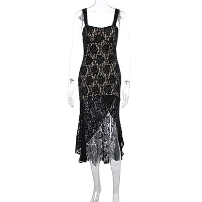 Lace Slit Midi Dress