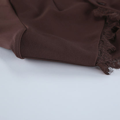 Retro Lace Waist-Defined Long Sleeve Coat