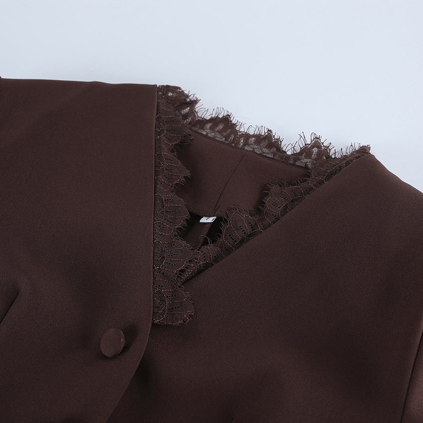 Retro Lace Waist-Defined Long Sleeve Coat