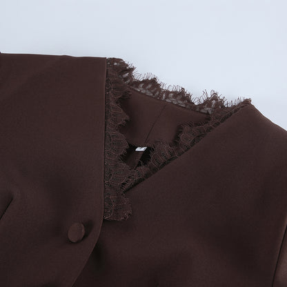 Retro Lace Waist-Defined Long Sleeve Coat
