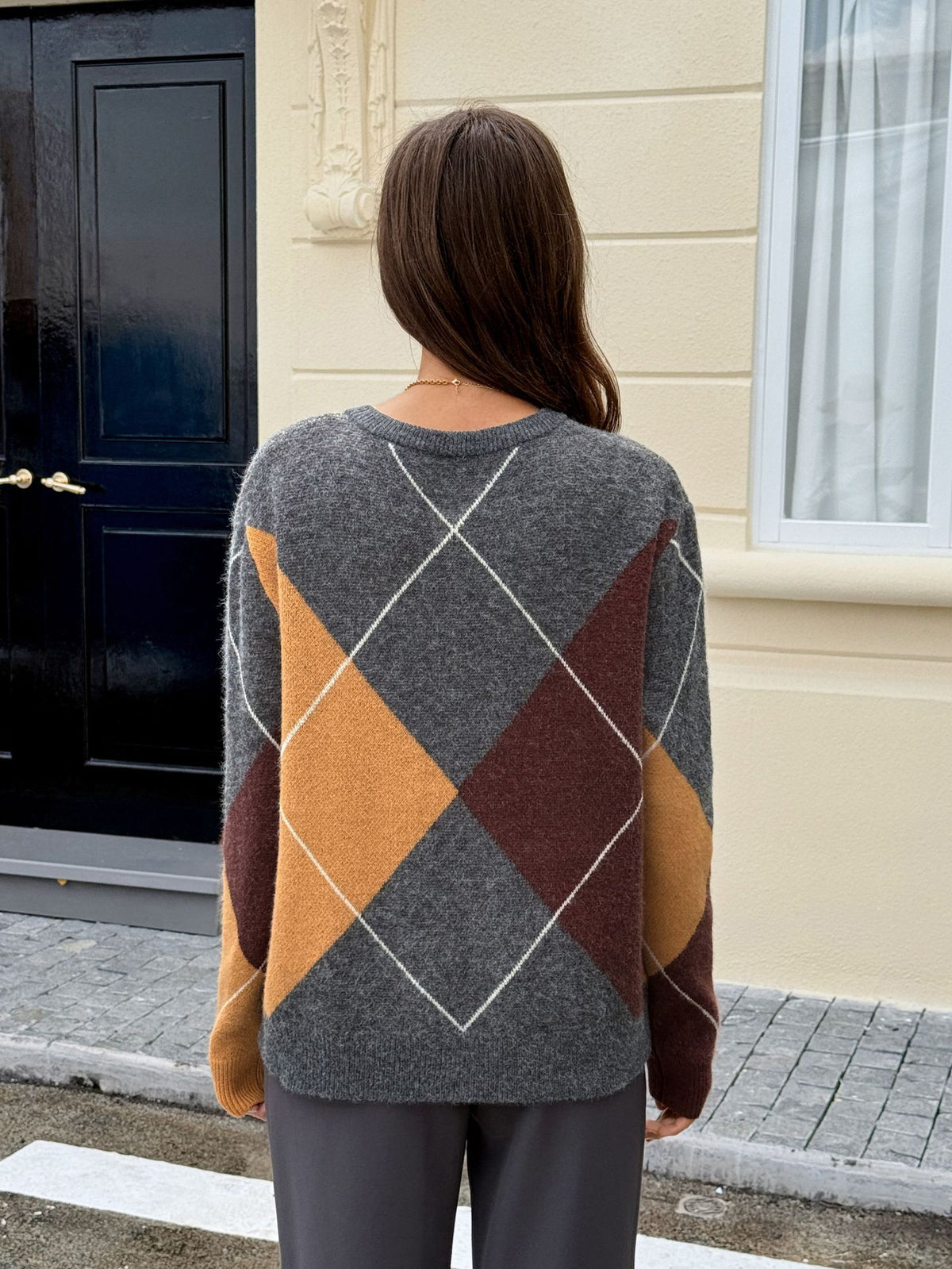 Casual Holiday Color Matching Long Sleeve Woolen Sweaters Women Clothing Autumn Winter