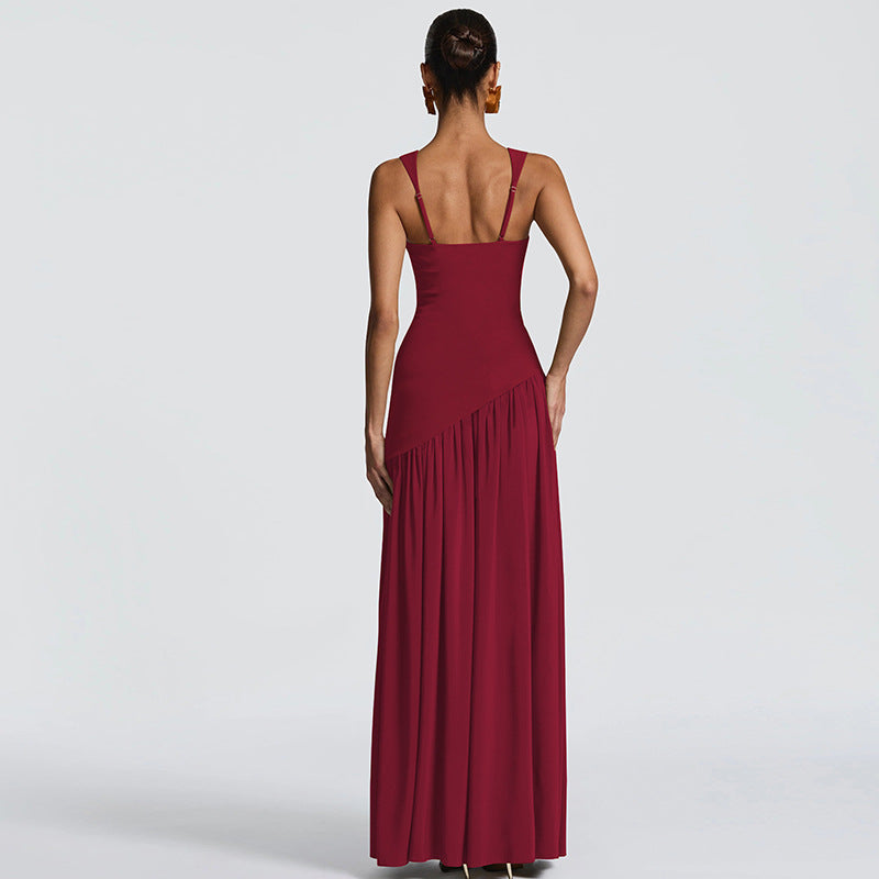 Scarf Detail Long Slit Dress