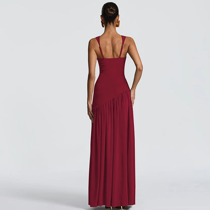 Scarf Detail Long Slit Dress