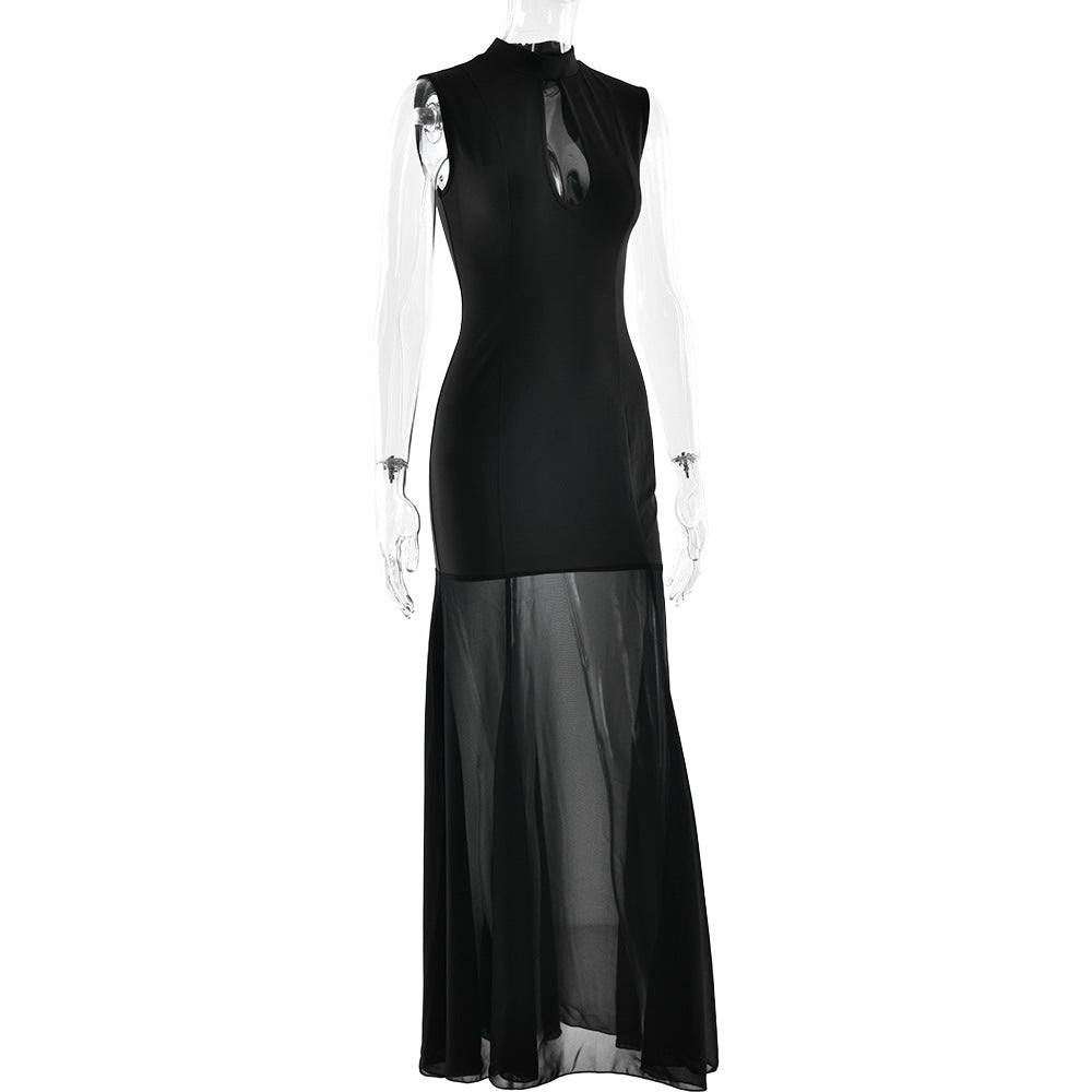 Sexy Cutout Tube Top Cinched Waist See-through Fishtail Dress Women Dress