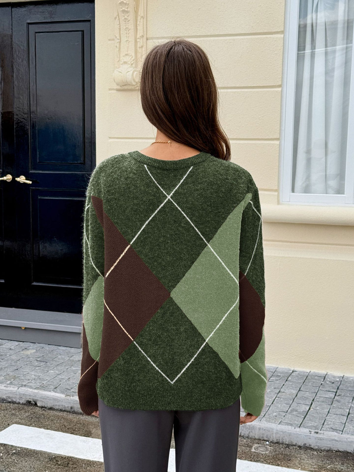 Casual Holiday Color Matching Long Sleeve Woolen Sweaters Women Clothing Autumn Winter