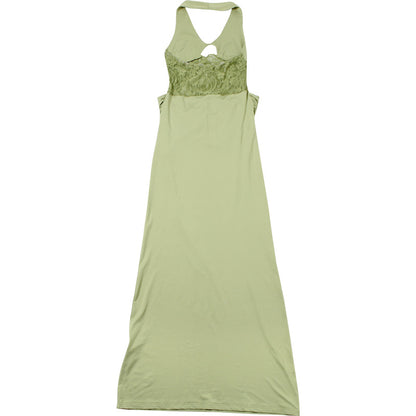 Spring Women Clothing Sexy Halter Cut out Slim Hip Fold Dress
