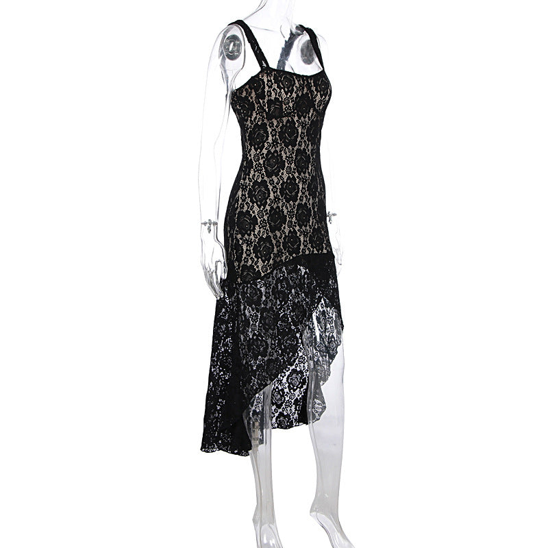 Lace Slit Midi Dress