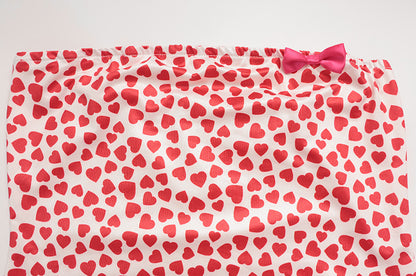 French Heart Print Strapless Dress