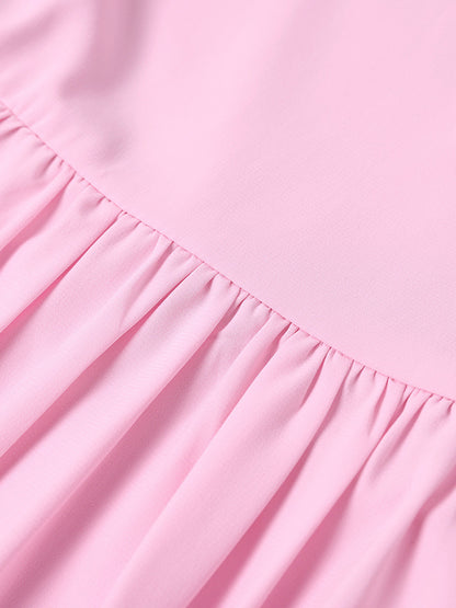 Chiffon Tube Top Dress Sexy Backless Wooden Ear Smocking Stitching Hip Dress