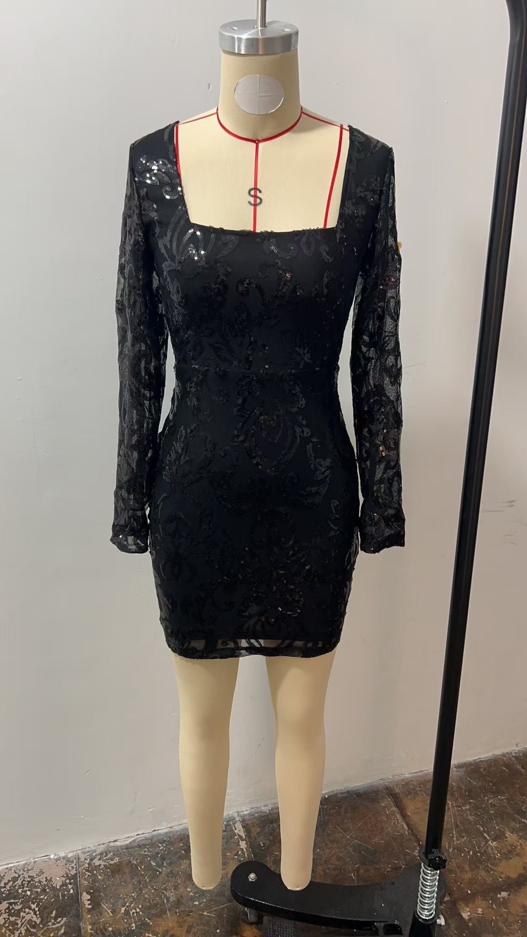 Dress Sexy Backless Long Sleeves Sequ Socialite Dress