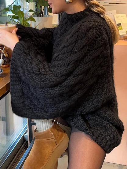 Casual Vacation Wool Long Sleeve Coat Sweater Women Clothing Autumn Winter