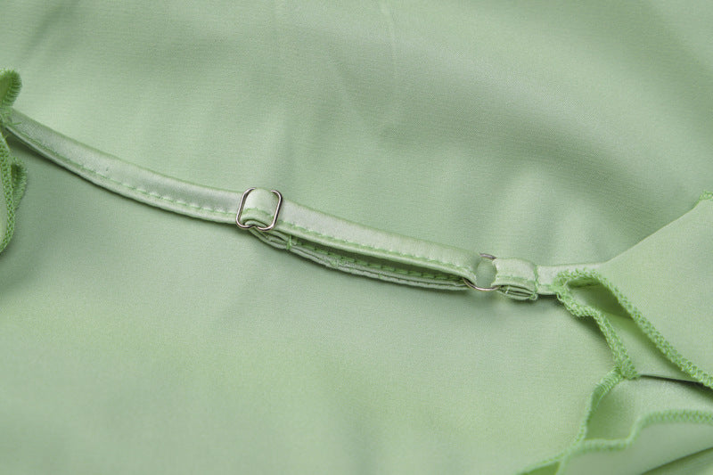 Summer Internet Celebrity Same Lace Strap Backless Dress Fashionable Ruffled Ribbon Dress