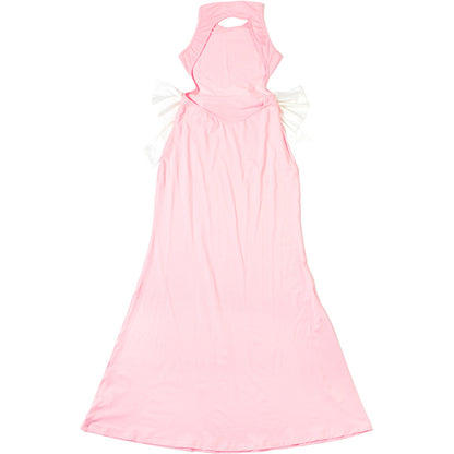 Spring Summer Women Clothing Sexy Sexy Slim Hollow Out Cutout round Neck Bowknot Backless Dress Women