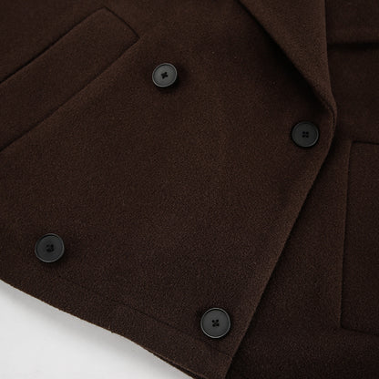 Autumn Winter Collared Elegant Double Breasted Woolen Coat Office Coat Women