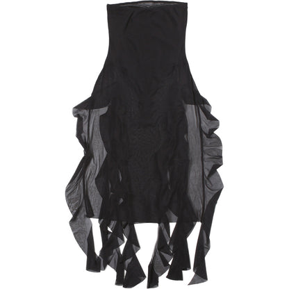 Spring Summer Women Mesh Sexy Personalized Irregular Asymmetric Slit Tassel Tube Top Jumpsuit Women