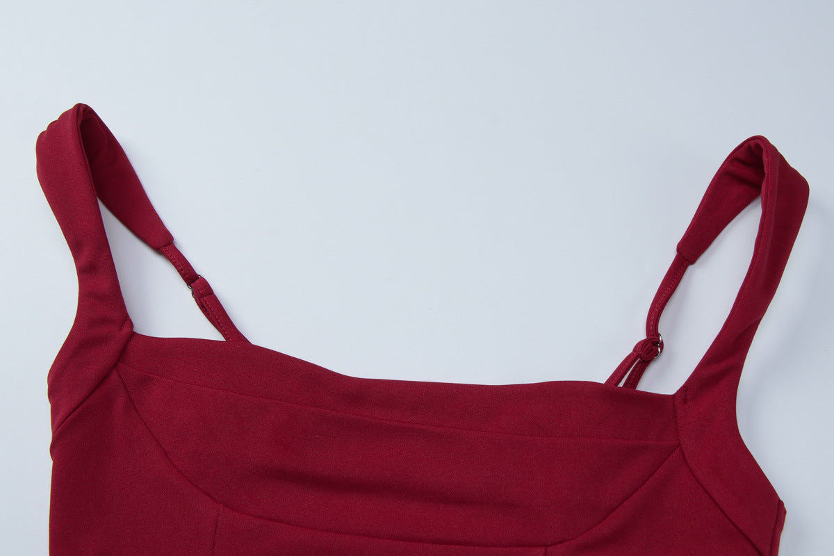 Scarf Detail Long Slit Dress