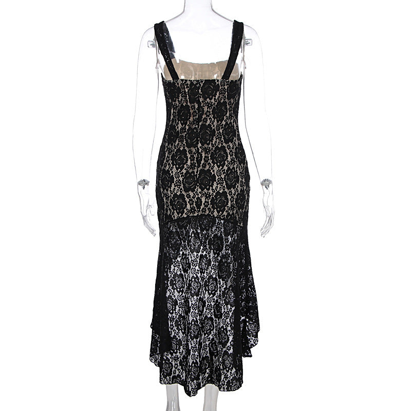 Lace Slit Midi Dress