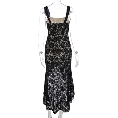Lace Slit Midi Dress