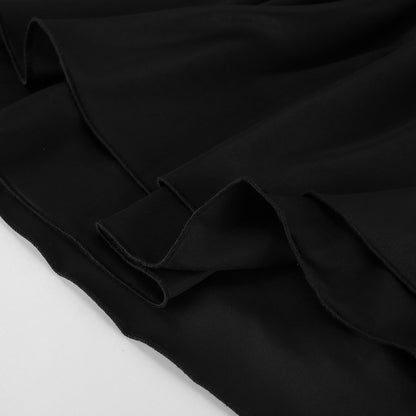 French Satin High-Neck A-Line Dress