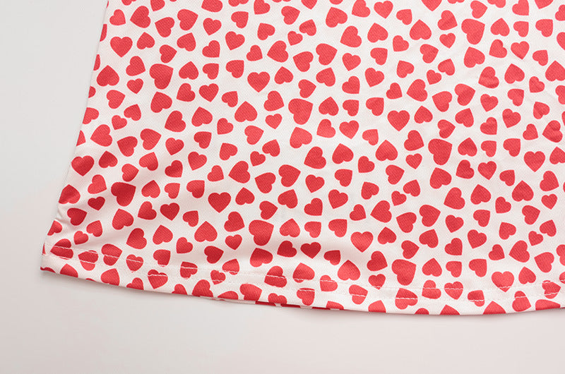 French Heart Print Strapless Dress